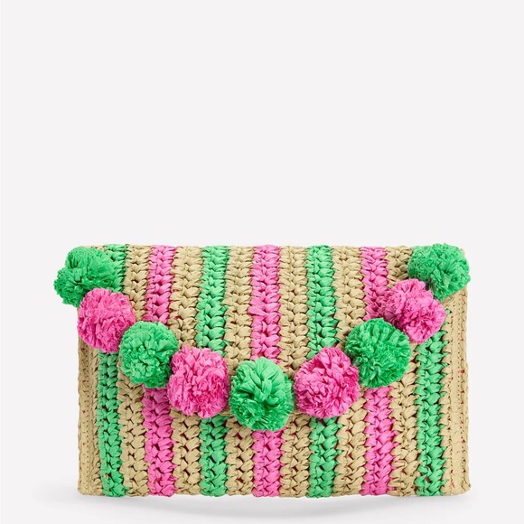 Boden Handbags - Boden Fringe Raffia Clutch
Pink/Green/Yellow